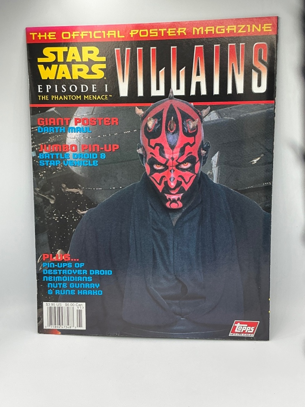 Star Wars Episode I Villains Official Poster Magazine Darth Maul Topps 1999